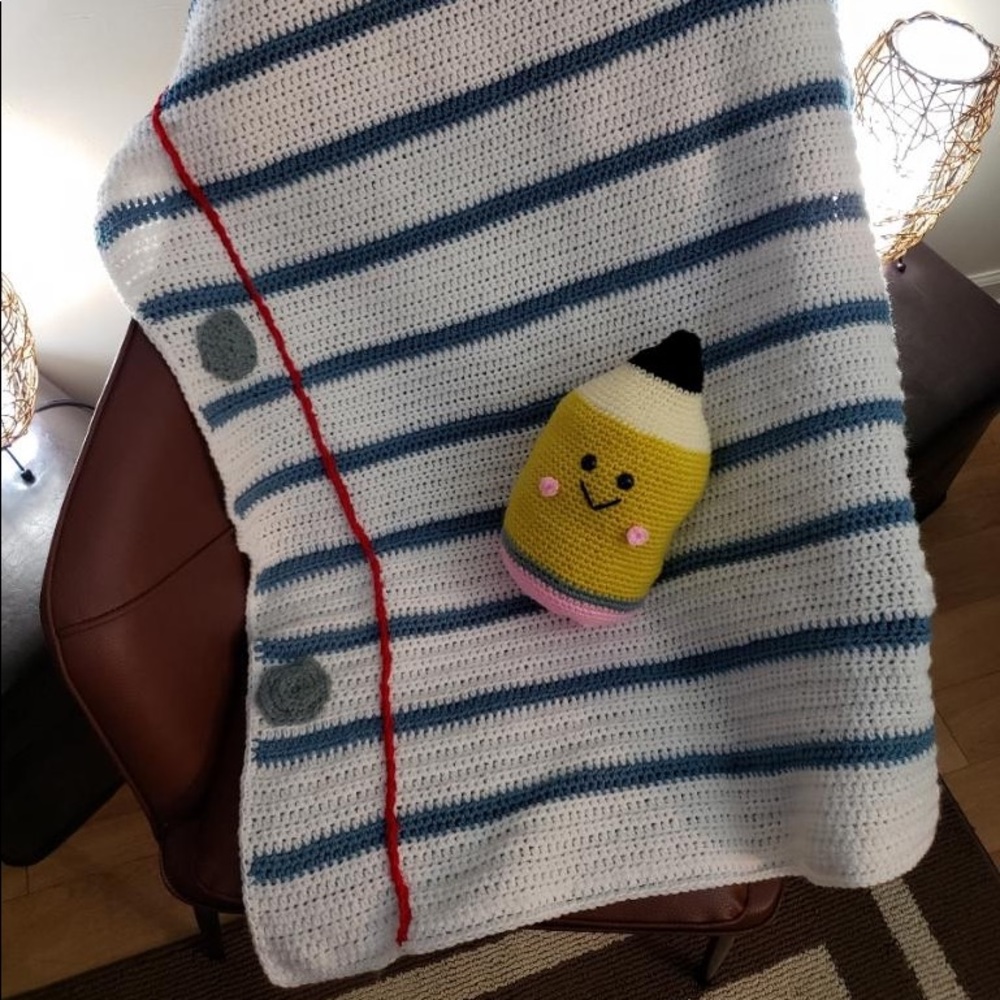 Crocheted Throw Blanket and Cushion